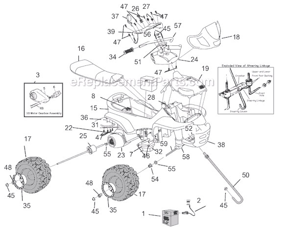 Page A Diagram and Parts List for B8551  Power Wheels Ride-On ATVs